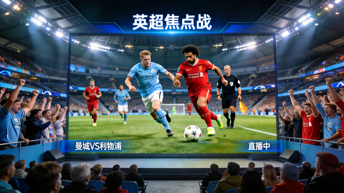 英超焦点战曼城对阵利物浦的蓝光高清直播巨幕画面